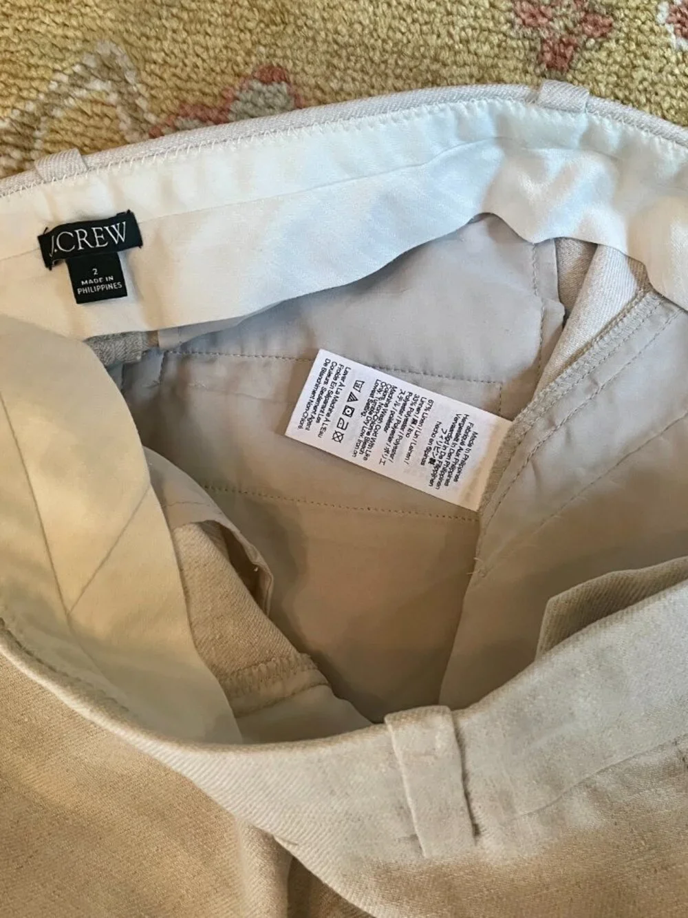 J. Crew Ivory Linen Wide-Leg Pants